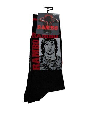 Rambo Graphic Crew Socks Mens 7-12 Black Movie Socks